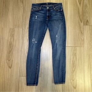 7 For All Mankind Distressed Faded Blue Skinny Jeans Women’s Size 30
